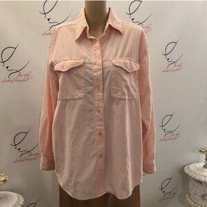 At Last Jeanswear. Size Medium. Pink Cotton Corduroy Long Sleeve Shirt. B126